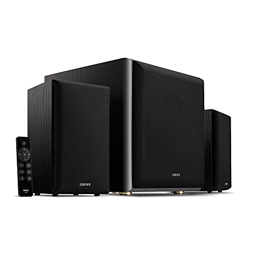Edifier M601DB Computer Speaker System with Wireless Subwoofer, 2.0+1 Bookshelf Sound System, Bluetooth 5.1 AptX, 110W RMS, for Desktop, Laptop, Tablets, Phone, TV, Black