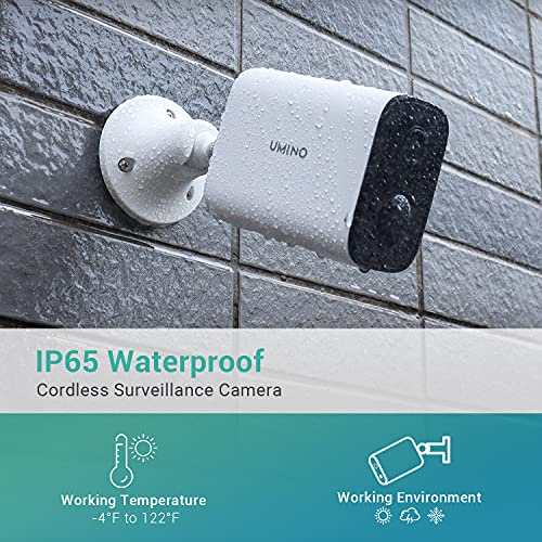 UMINO Security Camera Outdoor,1080P FHD Wireless Rechargeable Battery Camera for Home Security,PIR Motion Detection, Siren Alarm,2 Way Audio,Night Vision,Waterproof