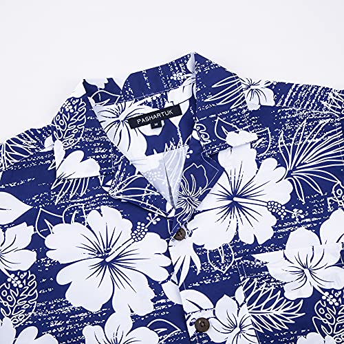 Hawaiian Shirts for Men Regular Fit Short Sleeve Mens Hawaiian Shirts with Large Variety of Colors and Designs Available (X-Large, Dark Blue 060)