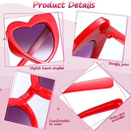 Kids wearing heart-shaped sunglasses in various colors