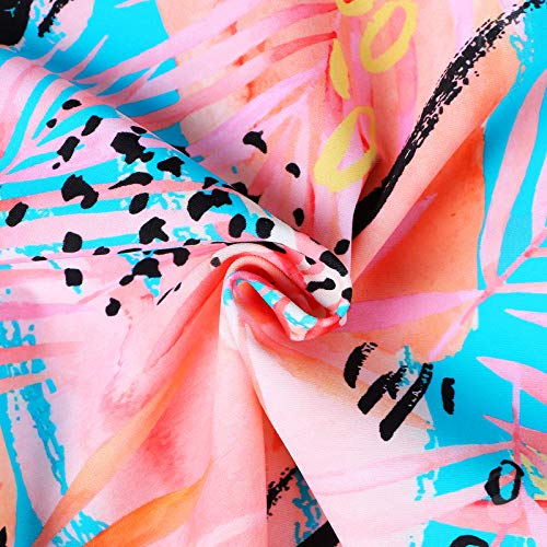 Girls Rash Guard Swimsuit Two Piece Floral Bathing Suit UPF 50+ UV Swimwear 3-12Y S342_Peach_14A