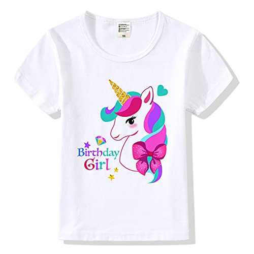 Birthday Girls Costume – Headband, Shirt, Tutu Skirt Dress, Satin Sash - Unicorn Gifts for Girls (Birthday Girl 7, 6 Years)