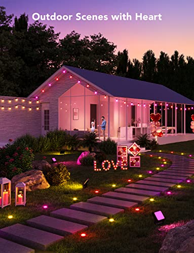 Govee Outdoor String Lights, 96ft RGBIC Outdoor Lights with 30 Dimmable IP65 Waterproof Warm White LED Bulbs, 2 Ropes of 48ft Smart Outdoor String Lights Work with Alexa for Dating, Party, Wedding