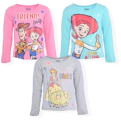 Disney Girl's 3-Pack Toy Story Long Sleeve Graphic Tee Shirt Light Blue