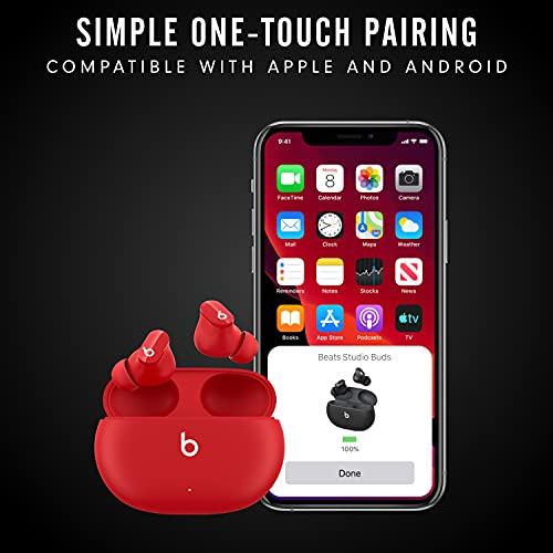 Beats Studio Buds – True Wireless Noise Cancelling Earbuds – Compatible with Apple & Android, Built-in Microphone, IPX4 Rating, Sweat Resistant Earphones, Class 1 Bluetooth Headphones - Red