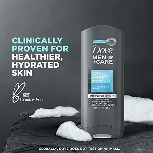 Dove Men+Care Hair + Skin Care Regimen Personal Care for Men Clean Comfort + Fresh & Clean Body Wash, 2-in-1 Shampoo and Conditioner, and Antiperspirant Clinical Deodorant
