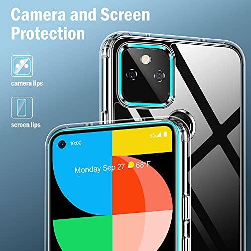 Google Pixel 6A 5G Case with Screen Protector, Military Grade Dual Layer Shockproof Heavy Duty Shockproof Full Body Protective Phone Cover, Built in Rotatable Magnetic Ring Holder for Pixel 6A (Black)