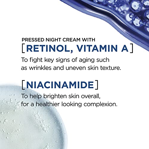 L'Oreal Paris Revitalift Pressed Night Cream with Retinol, Niacinamide, Visibly Reduce Wrinkles, Hydrate for Face, Under Eye, Neck, Chest, Dermatologist tested + Hyaluronic Acid Serum Sample