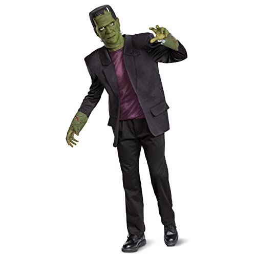 Adult Deluxe Frankenstein Costume with Green Skin & Bolt-Neck