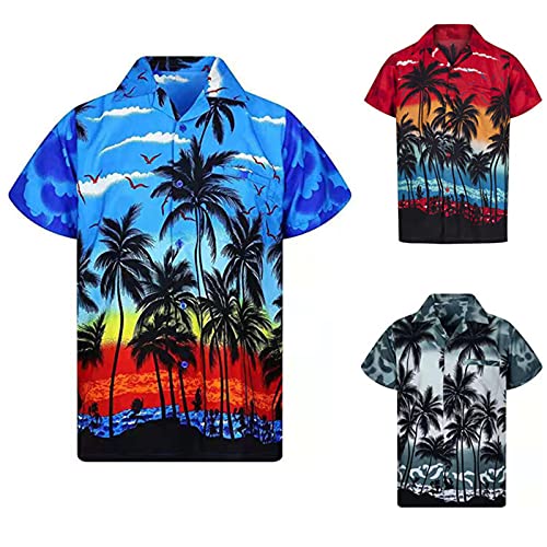Men's Hawaiian Shirt Short Sleeve Button Beach Shirt 3_XX-Large