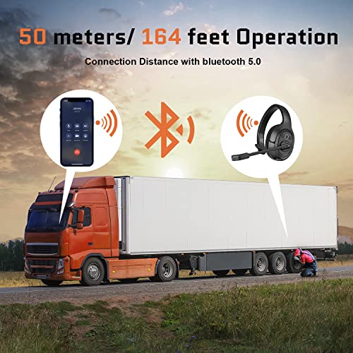 EKSA Noise Canceling Trucker Bluetooth Headset with Microphone Wireless Over Ear Headphones, 99ft Long Wireless Range, Up to 30 Hours of Talk Time, All-Day Comfort Trucker Headset with Mute Button