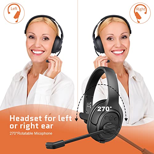 EKSA Noise Canceling Trucker Bluetooth Headset with Microphone Wireless Over Ear Headphones, 99ft Long Wireless Range, Up to 30 Hours of Talk Time, All-Day Comfort Trucker Headset with Mute Button