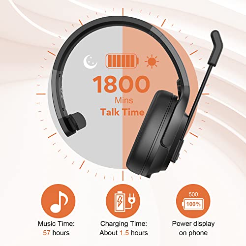 EKSA Noise Canceling Trucker Bluetooth Headset with Microphone Wireless Over Ear Headphones, 99ft Long Wireless Range, Up to 30 Hours of Talk Time, All-Day Comfort Trucker Headset with Mute Button