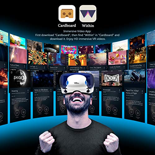 VR Headset with Controller Adjustable 3D VR Glasses Virtual Reality Headset HD Blu-ray Eye Protected Support 5~7 Inch with Controller