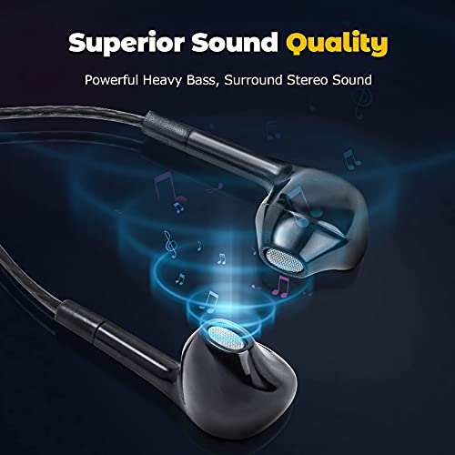 Earbuds Headphones with Microphone Pack of 5, Noise Isolating Wired Earbuds, Earphones with Powerful Heavy Bass Stereo, Compatible with Android, iPhone, iPad, Laptops, MP3 and Most 3.5mm Interface