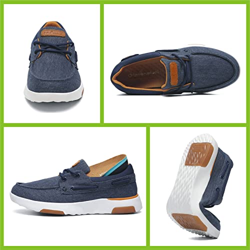 OrthoComfoot Dressy Orthopedic Walking Shoes for Men,Plantar Fasciitis Loafer Shoes for Bunions Heel Spur,Mens Sneakers High Arch Denim Size 11.5