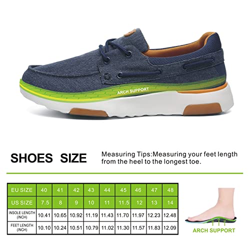 OrthoComfoot Dressy Orthopedic Walking Shoes for Men,Plantar Fasciitis Loafer Shoes for Bunions Heel Spur,Mens Sneakers High Arch Denim Size 11.5