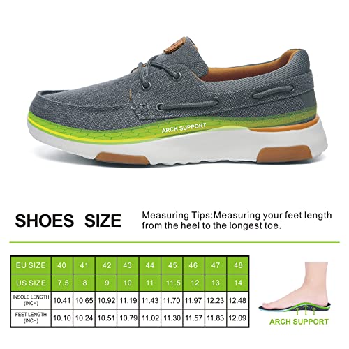 OrthoComfoot Mens Orthopedic Boat Shoes,Plantar Fasciitis Deck Shoes,Arch Support Gel Comfort Shoe Insoles Size 10