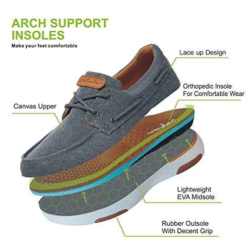 OrthoComfoot Mens Orthopedic Boat Shoes,Plantar Fasciitis Deck Shoes,Arch Support Gel Comfort Shoe Insoles Size 10