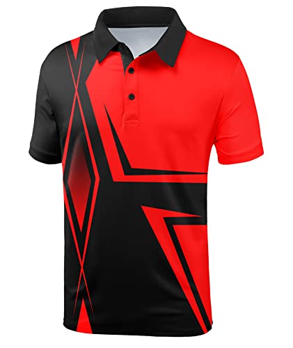 ZITY Golf Polo Shirts for Men Short Sleeve Athletic Tennis T-Shirt 048-Red M