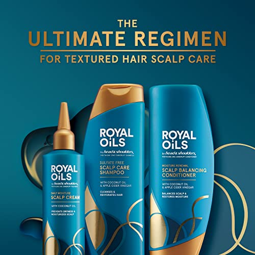 Royal Oils by Head & Shoulders Sulfate Free Scalp Care Shampoo, Moisture Renewal Scalp Balancing Conditioner, and Daily Moisture Scalp Cream Treatment with Coconut Oil and Apple Cider Vinegar