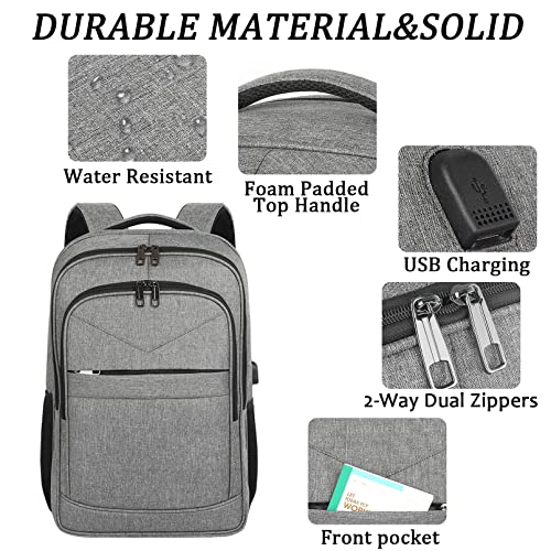 Laptop Backpack, Travel Backpack, Extra Large TSA 17 Inch Carry on Backpack, Anti-Theft College School Student Backpack with USB Port,Lapsouno Water Resistant Computer Backpack Gift for Men Women,Grey