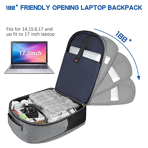 Laptop Backpack, Travel Backpack, Extra Large TSA 17 Inch Carry on Backpack, Anti-Theft College School Student Backpack with USB Port,Lapsouno Water Resistant Computer Backpack Gift for Men Women,Grey