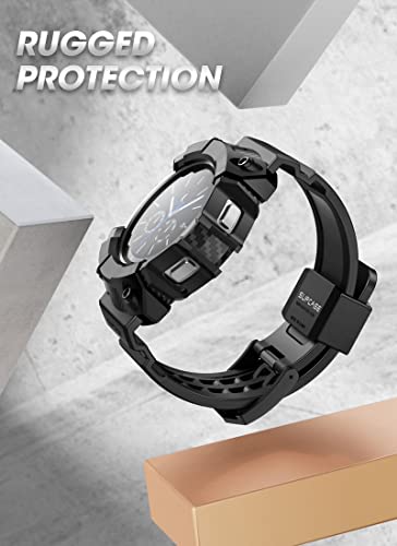 SUPCASE [Unicorn Beetle Pro] Series Case for Galaxy Watch 4 Classic [46mm] 2021 Release, Rugged Protective Case with Strap Bands (Black)
