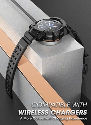SUPCASE [Unicorn Beetle Pro] Series Case for Galaxy Watch 4 Classic [46mm] 2021 Release, Rugged Protective Case with Strap Bands (Black)