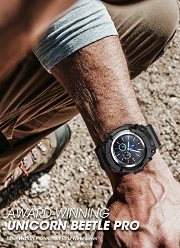 SUPCASE [Unicorn Beetle Pro] Series Case for Galaxy Watch 4 Classic [46mm] 2021 Release, Rugged Protective Case with Strap Bands (Black)