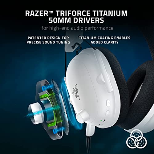 Razer BlackShark V2 Pro Wireless Gaming Headset: THX 7.1 Spatial Surround Sound - 50mm Drivers - Detachable Mic - for PC, PS4, PS5, Switch, Xbox One, Xbox Series X & S - White (Renewed)
