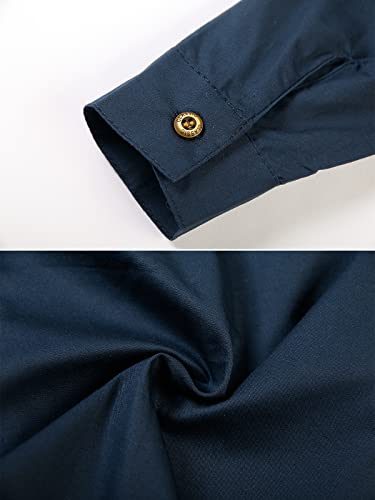 Phorecys Little Big Boys' Long Sleeve Dress Shirts Formal Uniform Cotton Solid Blue 2 Tag 150CM - 7-8 Years