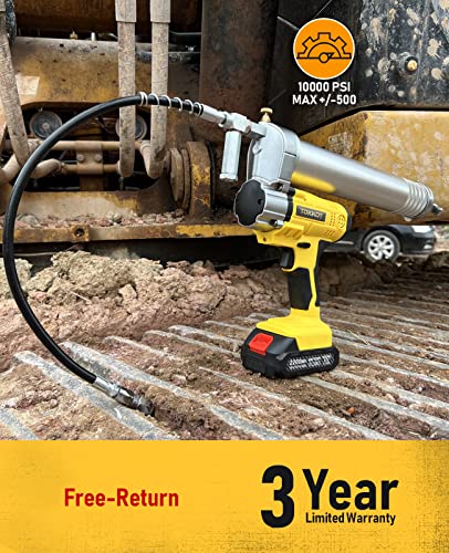 TOKKOT Electric Grease Gun，20v Professional High Pressure Cordless Grease Guns，10000psi，2 Battery Kit with Carrying Case