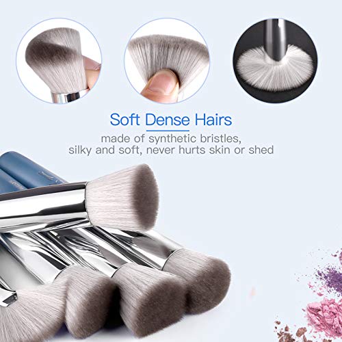 Premium Synthetic Foundation Blending Face Powder Blush Concealers Eye Shadows Make Up Brushes Kit (Blue)