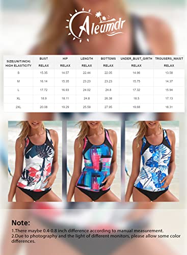 Aleumdr Womens Striped Print Color Block Tankini Sets Racerback Two Piece Tankini Swimwear Bathing Suits Pink Large 12 14