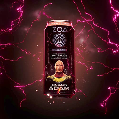 ZOA Zero Sugar Energy Drink - White Peach 16 Fl Oz - Healthy Energy Drinks with B Vitamins, Amino Acids, Camu Camu, Electrolytes & Natural Clean Caffeine - (Pack Of 12)