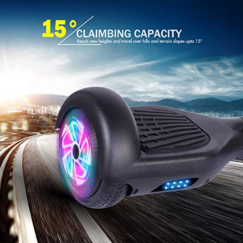 YHR Hoverboard with Bluetooth Speaker LED Lights, 6.5inch Self Balancing Hover Board for Adults Kids Ages 6+ with UL2272 Certified