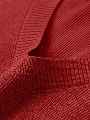 MNCEGEER Mens Sweater Vest V Neck Slim Fit Sweater Vests Knitwear Pullover Red