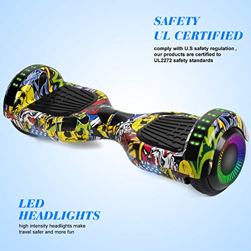 FLYING-ANT Hoverboard, 6.5 Inch Self Balancing Hoverboards with Bluetooth and Flashing LED Lights, Hover Board for Kids Teenagers