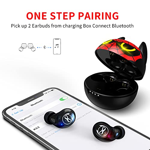 Wireless Earbuds with Cute People Animation Game Shaped Charging Case, Super Hero Modeling Cartoon Bluetooth Headphones, Classic Anime Themed Wireless Bluetooth Earbuds for Adults Boys Teens
