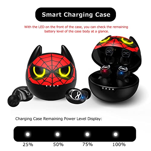 Wireless Earbuds with Cute People Animation Game Shaped Charging Case, Super Hero Modeling Cartoon Bluetooth Headphones, Classic Anime Themed Wireless Bluetooth Earbuds for Adults Boys Teens