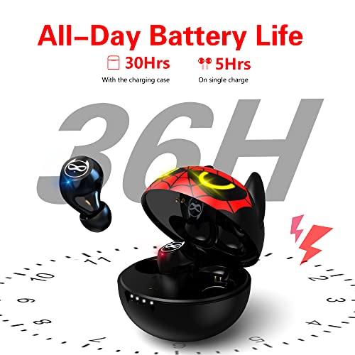 Wireless Earbuds with Cute People Animation Game Shaped Charging Case, Super Hero Modeling Cartoon Bluetooth Headphones, Classic Anime Themed Wireless Bluetooth Earbuds for Adults Boys Teens