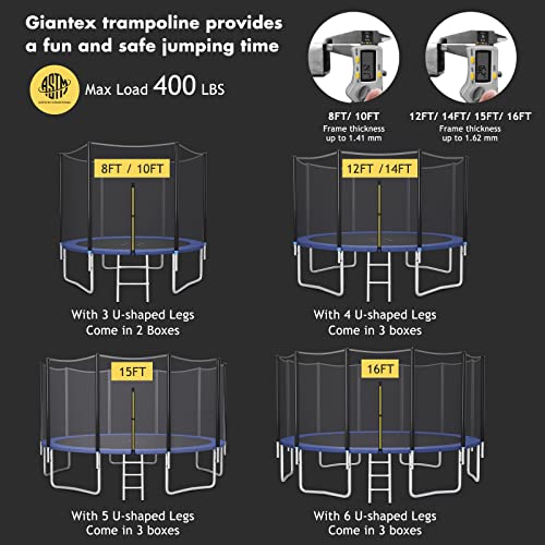 Giantex Trampoline, 16Ft ASTM Certified Approved Outdoor Trampoline w/ Enclosure Net, Recreational Trampolines w/ Jumping Mat Ladder Rust-Resistant Poles for Kids Adults