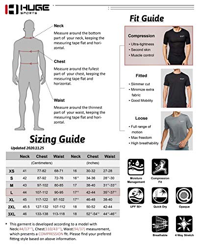 HUGE SPORTS Men's Splice UV Sun Protection UPF 50+ Skins Rash Guard Long Sleeves (White Forest, 2XL)