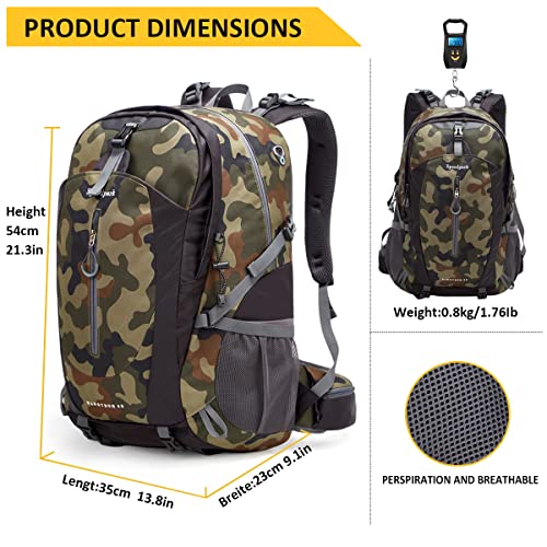 Hiking Backpack 40L Waterproof Lightweight Hiking Daypack with Rain Cover, Outdoor Trekking Travel Backpacks for Men Women