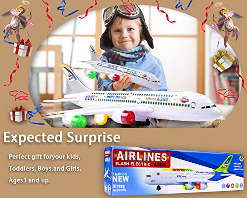Airplane Toys for Kids, Airplane Toys for 1 2 3 Years Old, Toddler Airplane Toys with Airplane Sounds and Lights, Toddler Airplanes for 3 4 5 6 7 8 Years Old Boys and Girls (Airbusa380)