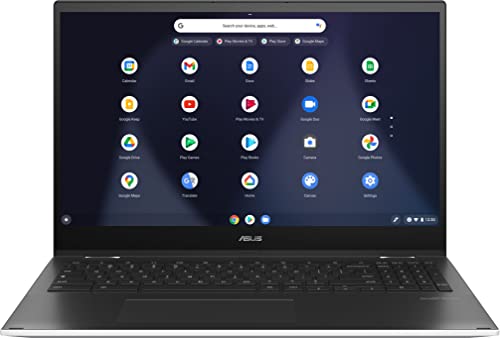 ASUS Flip 2-in-1 15.6" FHD Touchscreen Chromebook Laptop, Intel Core i3-1115G4(Up to 4.1GHz), 8GB DDR4 RAM, 128GB SSD, Backlit Keyboard, WiFi 6, USB Type C, Chrome OS, White