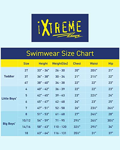 iXtreme Boys' Rash Guard Set - 2 Piece UPF 50+ Quick Dry Swim Shirt and Bathing Suit (12M-18), Size 12 Months, Navy/Yellow Surf Camp