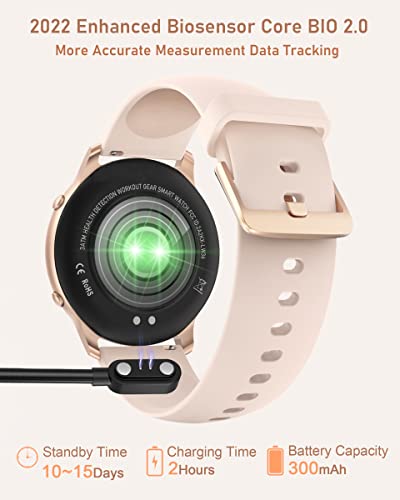 Round Smart Watches for Women, 2022 HD LCD Smartwatch iPhone/Samsung Compatible, 3ATM Waterproof Fitness Watch Monitor for Heart Rate, Blood Oxygen, Sleep, Activity Tracker with Steps, Calories