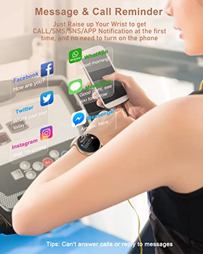 Round Smart Watches for Women, 2022 HD LCD Smartwatch iPhone/Samsung Compatible, 3ATM Waterproof Fitness Watch Monitor for Heart Rate, Blood Oxygen, Sleep, Activity Tracker with Steps, Calories